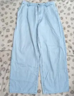 UNIQLOドレープデニムタックパンツ ライトブルー　M