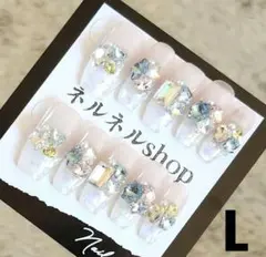 2883:淡いピンクとクリアフレンチホログラムカラフルストーン☆Lサイズのサムネイル