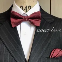 蝶ネクタイ ポケットチーフ2点セット/ワインレッド V