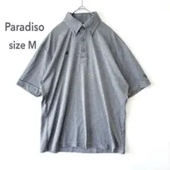Paradiso パラディーゾ ゴルフ 半袖 ポロシャツ M グレー　刺繍のサムネイル