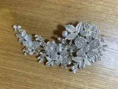 ヘッドドレス　ウェディング　シルバー　花　パール