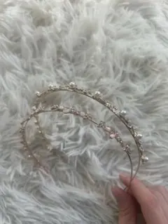 カチューシャ 花とパールのヘアバンド2個セット