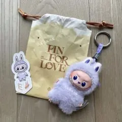 【E パープル】ラブブ POP MART PIN FOR LOVE イニシャル