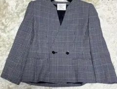 美品✨️ Burberrysノーカラー テーラードジャケット チェック 白タグのサムネイル