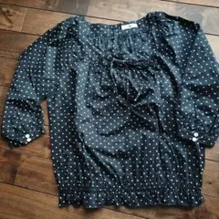 NIMES ドット柄 七分袖ブラウス