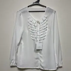 新品！Emma James ホワイトフリルブラウス 長袖Lサイズ