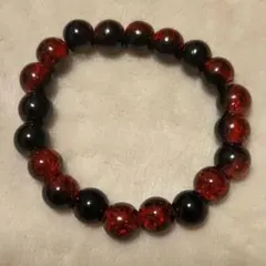 ビーズブレスレット ガーネット風 ブラック ボルドー