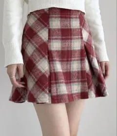 Heather シャギーチェックミニスカート