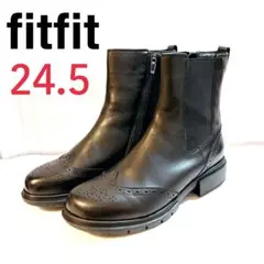 【美品】fitfitフィットフィット サイドゴアブーツ 黒 コンフォートシューズ