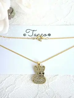 No.3615♡キラキラうさぎちゃんネックレス ハンドメイド 16kgp