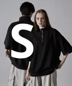clel ハーフジップ デザイン 半袖プルオーバーTシャツ