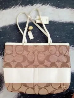 OLD COACH コーチ トートバッグ ベージュ シグネチャー 10124