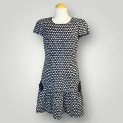 美品 M'S GRACY フラワー柄 リボン フレア ワンピース ドレス 38