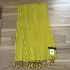 ZARA フリンジ付き大判ストール イエローグリーンのサムネイル