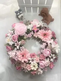 春呼ぶピンクのリース☆大きめリース☆アーティフィシャルフラワーフラワーリース