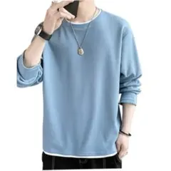 重ね着風長袖tシャツ メンズ ロングtシャツ 長袖 カットソーのサムネイル