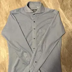 【極美品】スーツセレクト 4Sシャツ スーパーノーアイロン 紺 チェック★即発送