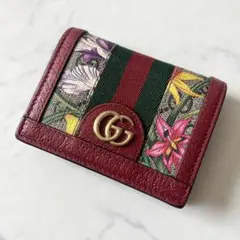 【美品】グッチ 折財布 オフディア GG マーモント シェリーライン レザー