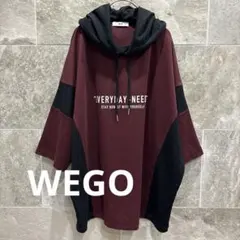 WEGO ウィゴー 半袖フーディー パーカー ボルドー 黒 M ドルマンa543のサムネイル