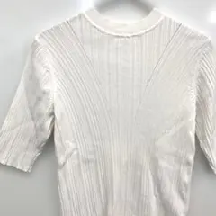 【SENSE OF PLACE】半袖 針抜きリブニット ホワイト フリーサイズ