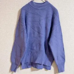 【くすみパープル】モックネック リブニット サイドスリット 長袖 SIZE38