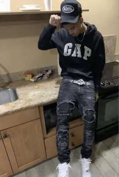 ［希少XSサイズ］GAP ブラック　ロゴパーカー us drip uk drip