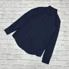 美品 ユニクロ 長袖シャツ ボタンダウン スリムフィット メンズ ネイビー S