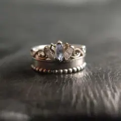 №266 SILVER刻印 ティアラリング 青色ストーン 約12号 6.2g