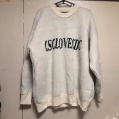 SHEIN 刺繍入りホワイトオーバーサイズニット