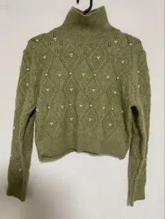 ZARA ザラ　オリーブグリーン タートルネック セーター