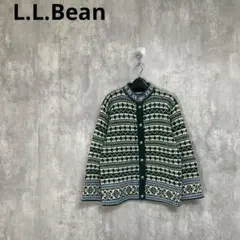 【L.L.Bean】　ノルディック柄ウールニットカーディガン　90' L