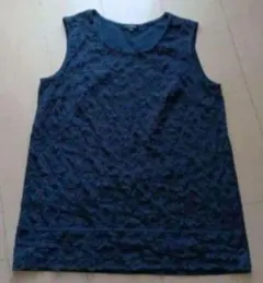 「ルーニィ」レース模様ノースリーブトップス 　ダークブルー