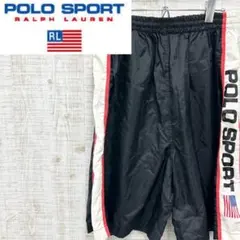 EV98《90s》ポロスポーツ　ハーフナイロンパンツ　サイドロゴ　バックポケット