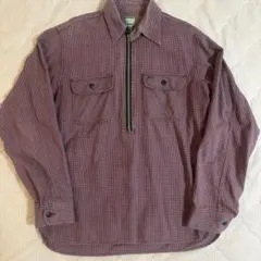 90s SUGAR CANE チェック柄ハーフジップ長袖シャツ　アメカジ