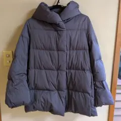 ブルーグレー フード付き ダウンジャケット M