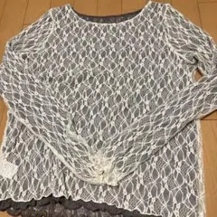 couture レース長袖カットソー グレー×ホワイト Fのサムネイル