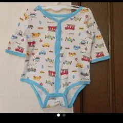 乗り物柄 長袖ベビー肌着 95cm以下