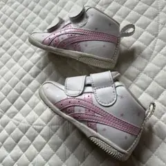 ベビーシューズ ホワイト ピンク 星柄 アシック 11.5cm