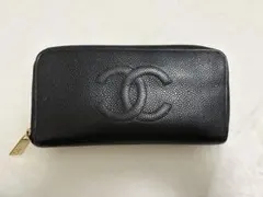 大型 CHANEL デカココ キャビアスキン 長財布 ブラック 財布 - メルカリ