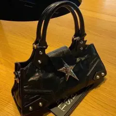 y2k 平成ギャル グランジ スタースタッズ黒ハンドバッグ ショルダーバッグ