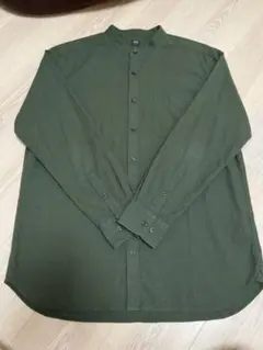 UNIQLO スタンドカラーシャツ 長袖 オリーブ XL