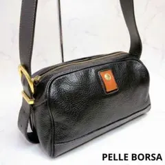 ペレボルサ ショルダーバッグ ゴールド金具 レザー ブラック