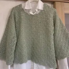 【昔ながらのハンドメイドベスト】　手編みセーター