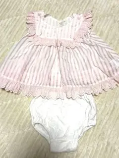 kid's zoo セットアップ　 80cm ピンク ストライプのサムネイル
