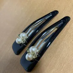 ハンドメイド　ヘアピン　本真珠・スワロ