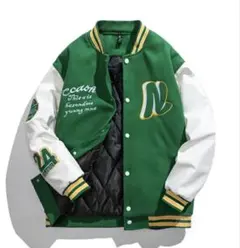 緑と白のスタジャン XLサイズ