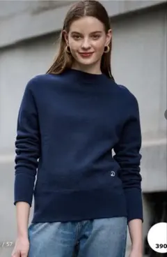 ネイビー クルーネック セーター