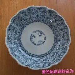 古伊万里　染付　蛸唐草　五寸皿　龍　江戸時代　金直し　金継ぎ　骨董　アンティーク 古伊万里 染付 蛸唐草 深皿 膾皿 江戸時代 金直し 金継ぎ 骨董 五弁花