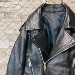 最高級 イタリア製ラムスキン ダブルライダースジャケット 黒 95 M