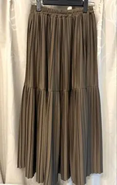 melange ブラウン プリーツロングスカート